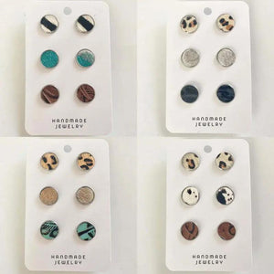 Mini Leather Dot Earrings Set for Women Multitudinous Stud Jewelry