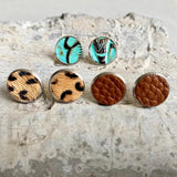 Mini Leather Dot Earrings Set for Women Multitudinous Stud Jewelry