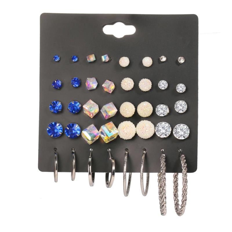 Acrylic Stud Earrings Set Flower Geometric Circle Alloy Wedding Jewelry