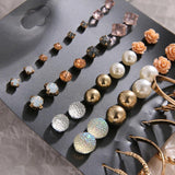Acrylic Stud Earrings Set Flower Geometric Circle Alloy Wedding Jewelry
