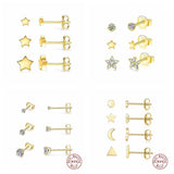 Geometry Stud Earrings Set 925 Sterling Silver Jewelry