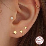 Geometry Stud Earrings Set 925 Sterling Silver Jewelry