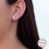 Geometry Stud Earrings Set 925 Sterling Silver Jewelry