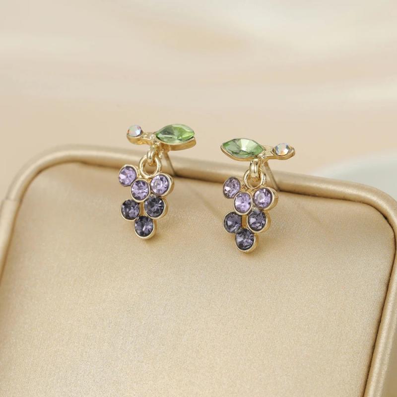 Anslow Small Purple Grapes Fruit Earrings for Girls