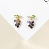 Anslow Small Purple Grapes Fruit Earrings for Girls