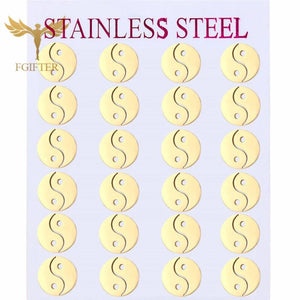 12 Pairs Chinese Tai Chi Earrings Stainless Steel Stud Set
