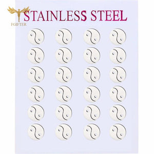 12 Pairs Chinese Tai Chi Earrings Stainless Steel Stud Set