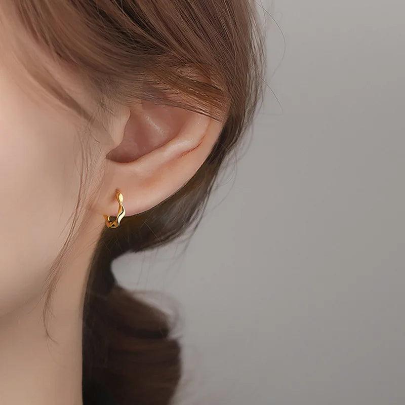 925 Silver 14K Twist Ring Stud Earrings Wedding Jewelry