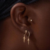 Dagger Diamond Earrings Silver 925 for Women Cartilage Huggie 18K