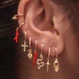 Dagger Diamond Earrings Silver 925 for Women Cartilage Huggie 18K