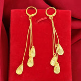 14K Yellow Garnet Drop Earrings for Women