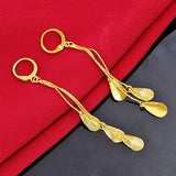 14K Yellow Garnet Drop Earrings for Women
