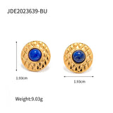 Vintage Lapis Cast Earring 18K Plated Jewelry Gift