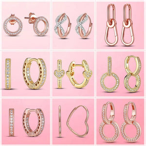 925 Silver Hoop & Heart Stud Earrings Set