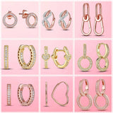 925 Silver Hoop & Heart Stud Earrings Set
