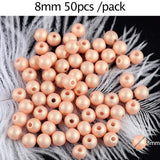 50pcs 8mm Perforated Frosted Round Pearl Plastic Beads DIY Necklace Bracelet