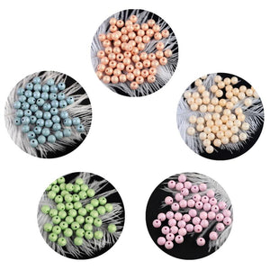 50pcs 8mm Perforated Frosted Round Pearl Plastic Beads DIY Necklace Bracelet