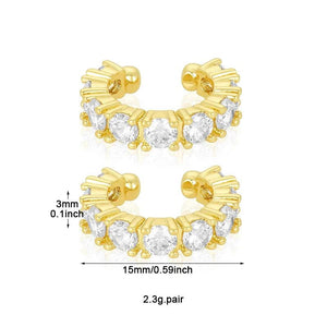 Deluxe CZ Stud Earrings Set Zircon Hoop Cuffs Party Wedding Jewelry