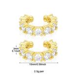 Deluxe CZ Stud Earrings Set Zircon Hoop Cuffs Party Wedding Jewelry