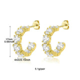 Deluxe CZ Stud Earrings Set Zircon Hoop Cuffs Party Wedding Jewelry