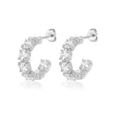 Deluxe CZ Stud Earrings Set Zircon Hoop Cuffs Party Wedding Jewelry