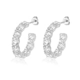 Deluxe CZ Stud Earrings Set Zircon Hoop Cuffs Party Wedding Jewelry