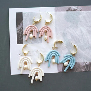 Pale Colors Irregular Shapes Polymer Clay Earrings Set
