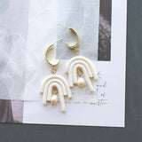 Pale Colors Irregular Shapes Polymer Clay Earrings Set