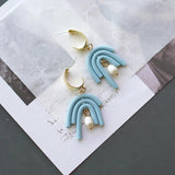 Pale Colors Irregular Shapes Polymer Clay Earrings Set