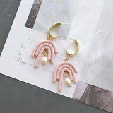 Pale Colors Irregular Shapes Polymer Clay Earrings Set