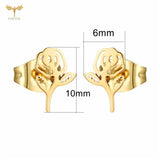 Rose Flower Earrings Women Stainless Steel Jewelry Set