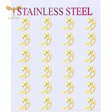 12 Pairs Stainless Steel Moon Star Earrings Set