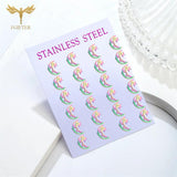 12 Pairs Stainless Steel Moon Star Earrings Set