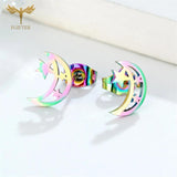 12 Pairs Stainless Steel Moon Star Earrings Set