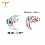 12 Pairs Stainless Steel Moon Star Earrings Set