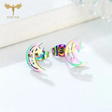 12 Pairs Stainless Steel Moon Star Earrings Set