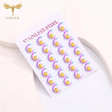 Moon Stud Earrings Stainless Steel Ear Cuff Set