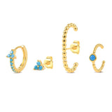 Small Cubic Zircon Ear Stud Chain Earrings Set