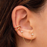 Small Cubic Zircon Ear Stud Chain Earrings Set