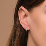 Sterling Silver Spike Cone Dangle Earrings with Zircon Circle Huggie