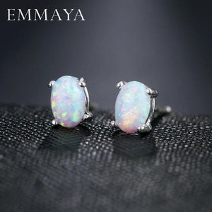 Fire Opal Stud Earrings Oval Shape Classic Jewelry