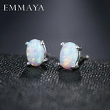 Fire Opal Stud Earrings Oval Shape Classic Jewelry