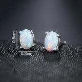 Fire Opal Stud Earrings Oval Shape Classic Jewelry