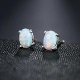 Fire Opal Stud Earrings Oval Shape Classic Jewelry