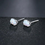 Fire Opal Stud Earrings Oval Shape Classic Jewelry