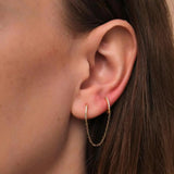 925 Silver Double Circle Hoops Earrings Zircon Tassel Huggie Pendientes