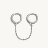 925 Silver Double Circle Hoops Earrings Zircon Tassel Huggie Pendientes