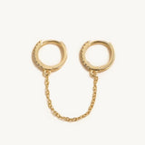 925 Silver Double Circle Hoops Earrings Zircon Tassel Huggie Pendientes