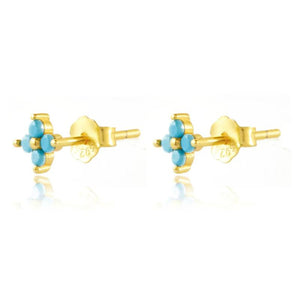 925 Silver Turquoise Hoop Earrings Set - Minimalist Fine Jewelry
