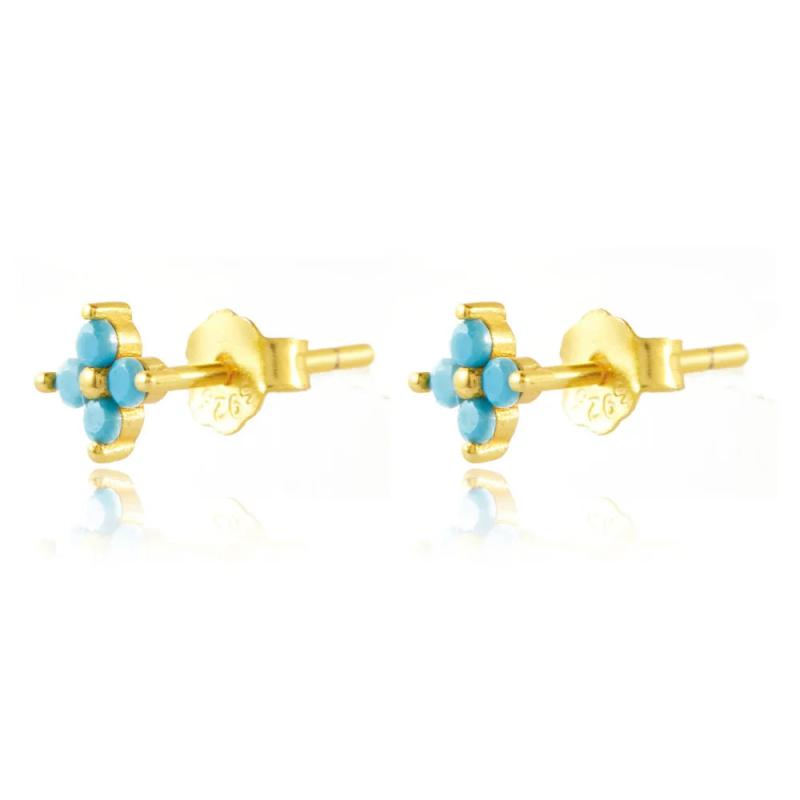 925 Silver Turquoise Hoop Earrings Set - Minimalist Fine Jewelry